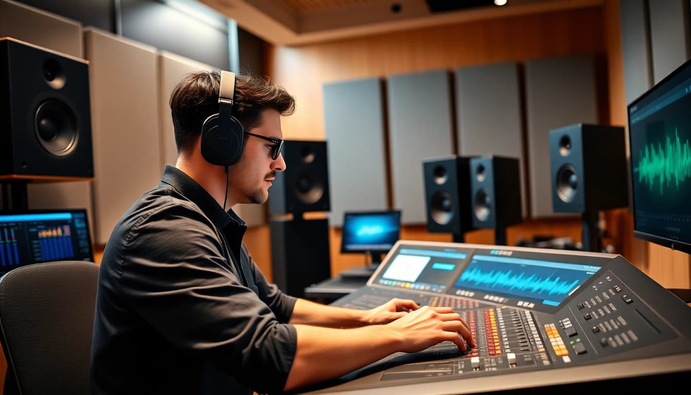 Optimize audio with online mastering services in a professional studio setting.
