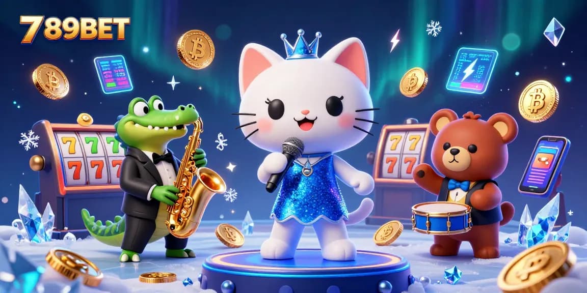 Experience the thrill of winning at 789BET with lively casino characters and neon coins.