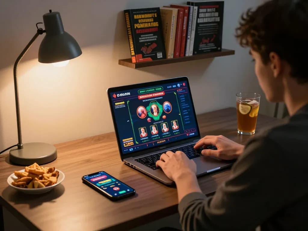 Engaging scene of online gaming on trang chủ go8 with a player actively reviewing strategies and placing bets.