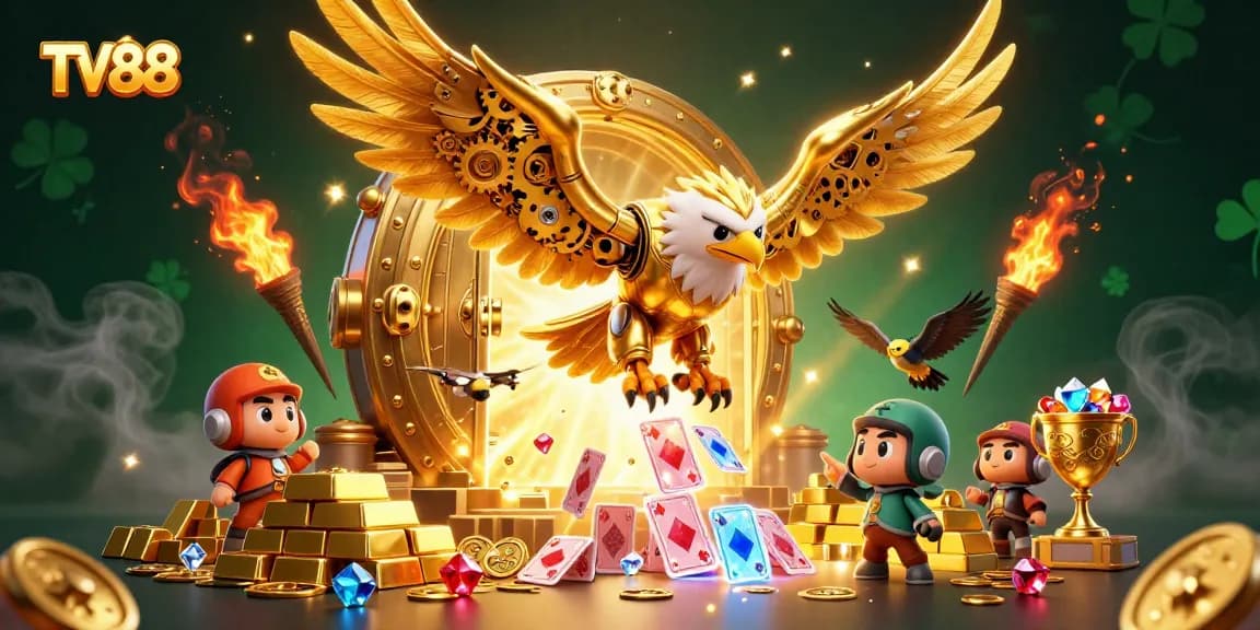 Engage and win big with TV88, featuring dynamic 3D casino characters and elements.