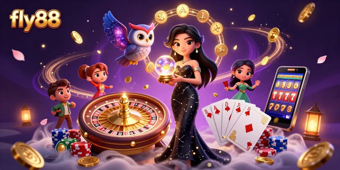 Experience the excitement of fly88 casino with stunning 3D illustrations showcasing vibrant gambling action.