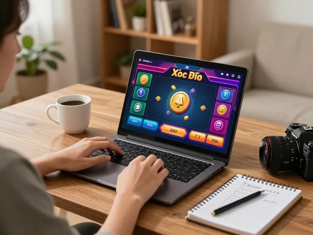 Xóc Đĩa play on a laptop with engaging betting options in a cozy home gaming setup