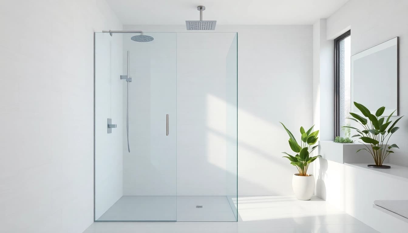Experience luxurious elegant showers in a serene bathroom with modern design elements.
