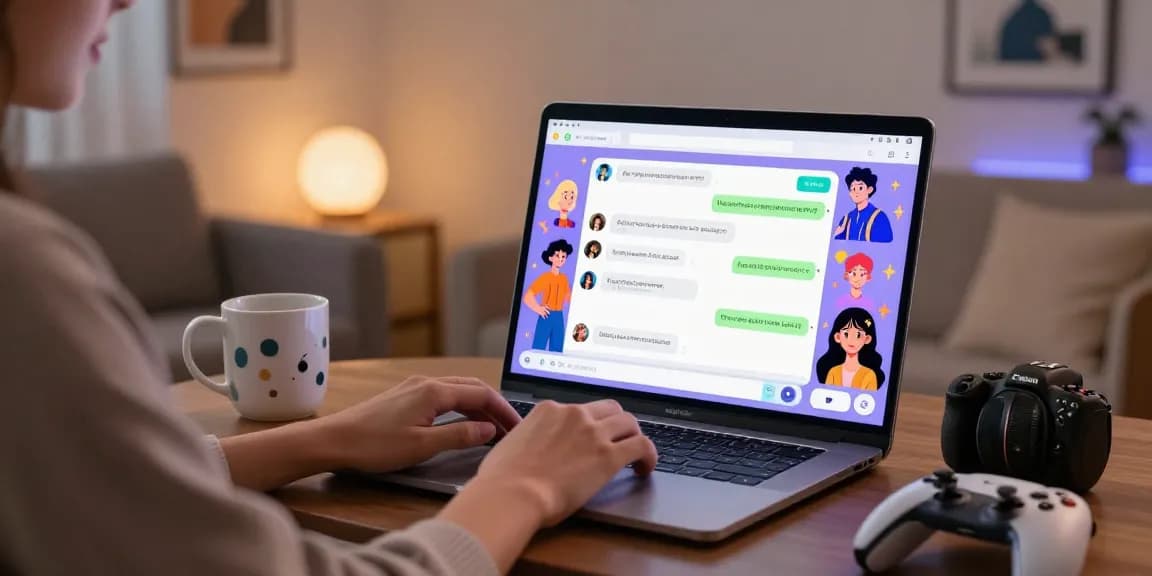 Engaging ai chat hentai conversation in a modern lounge with digital characters.