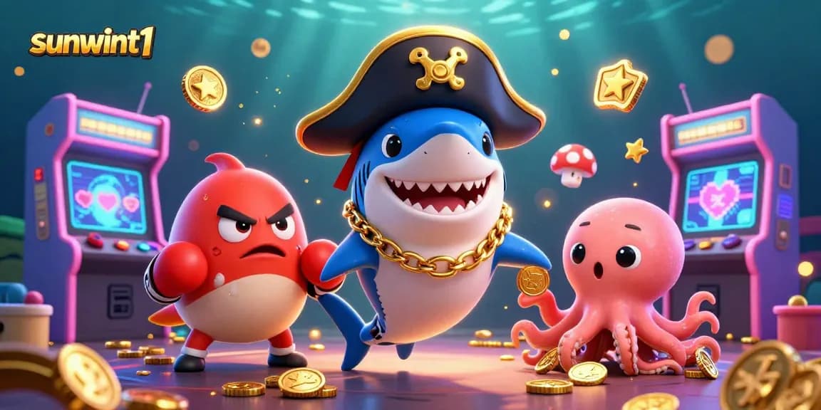 Engage in thrilling gaming experiences at sunwint1 with colorful 3D characters and casino elements.