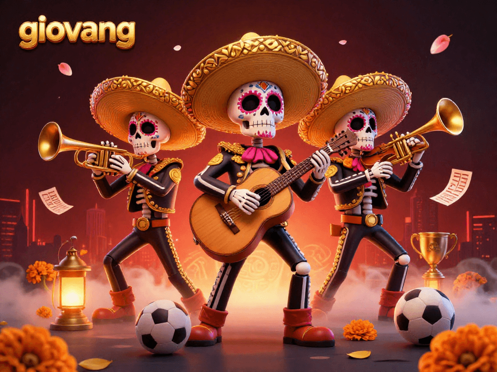 Experience thrilling sports betting with giovang's dynamic mariachi scene amidst vibrant symbols of competition.