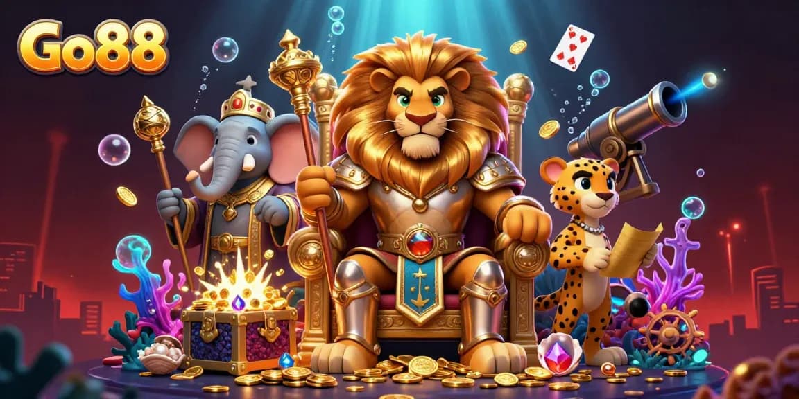 Experience excitement and rewards at Go88 with a vibrant illustration of casino and gaming elements.