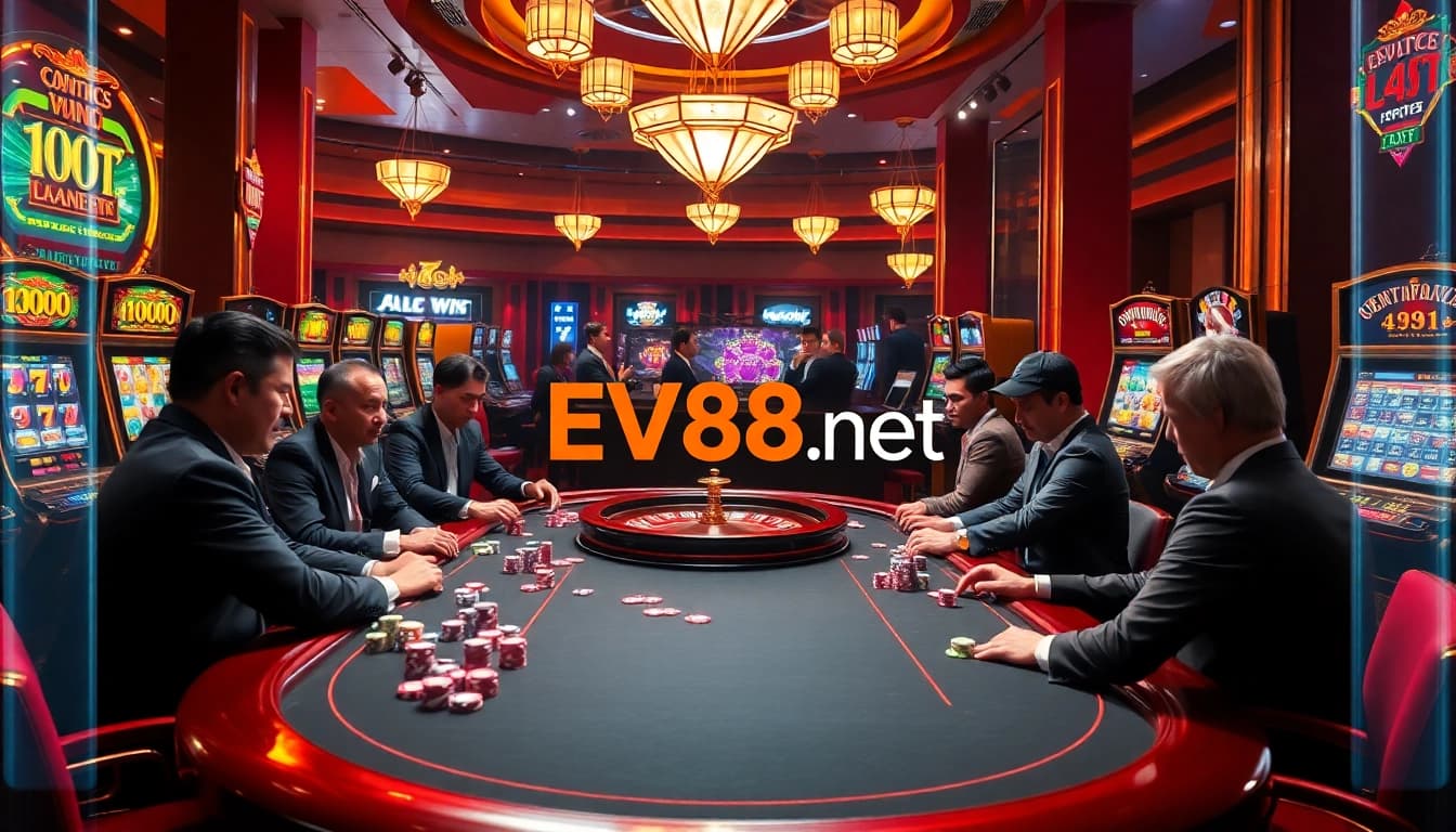 Experience high-stakes gameplay at EV88 net with vibrant casino tables and thrilling gambling action.