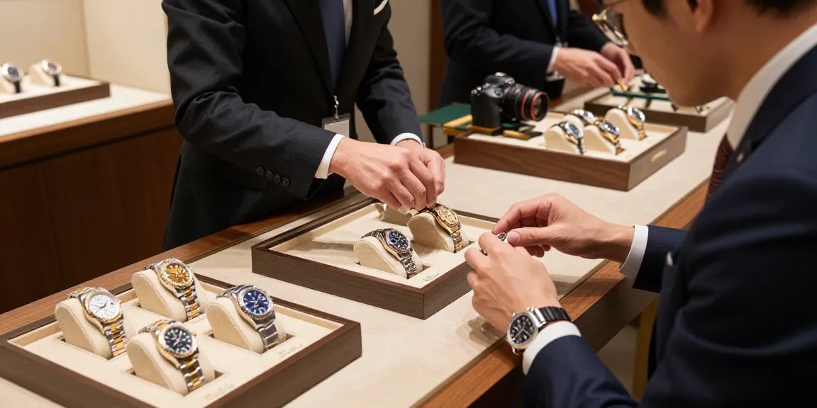 Quality rolex replica watches in a luxury boutique setting with attentive customer service and elegant displays.