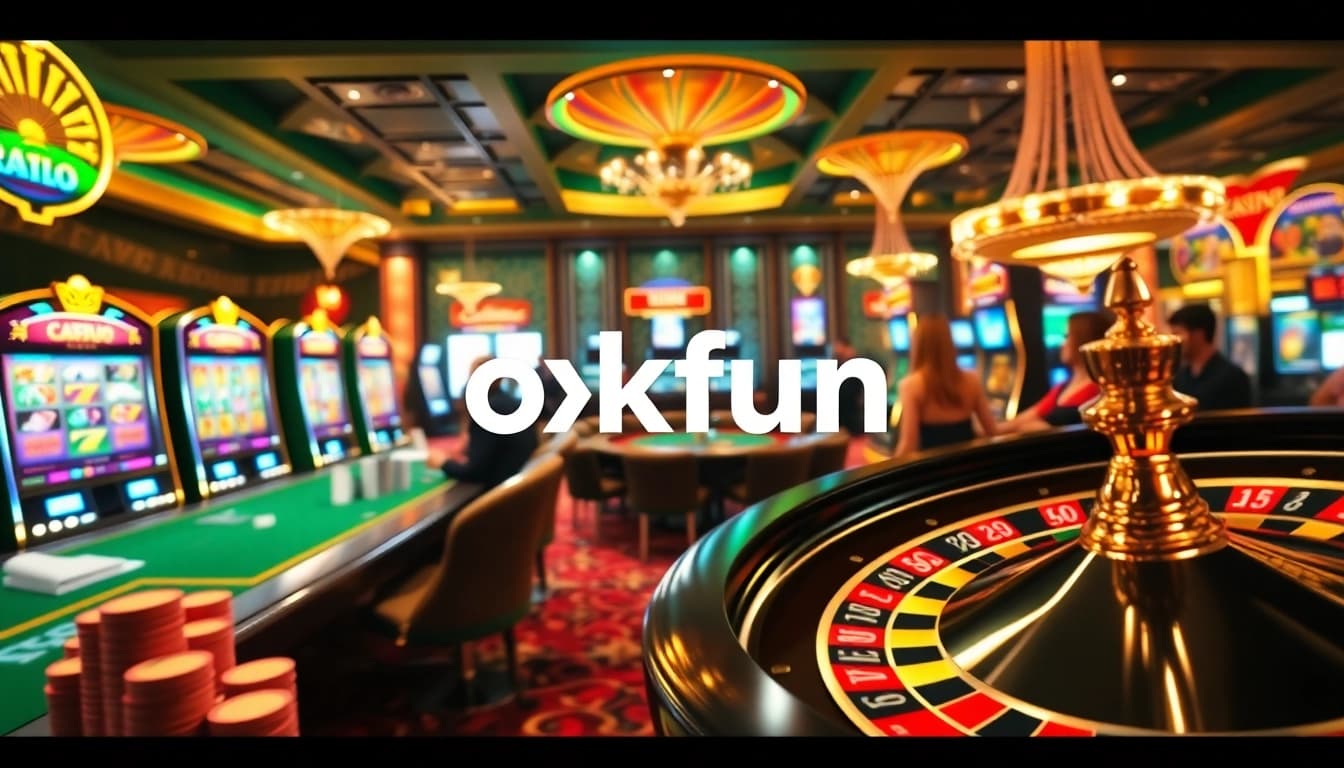 Engage in thrilling gameplay at okfun casino featuring vibrant slot machines and poker tables.