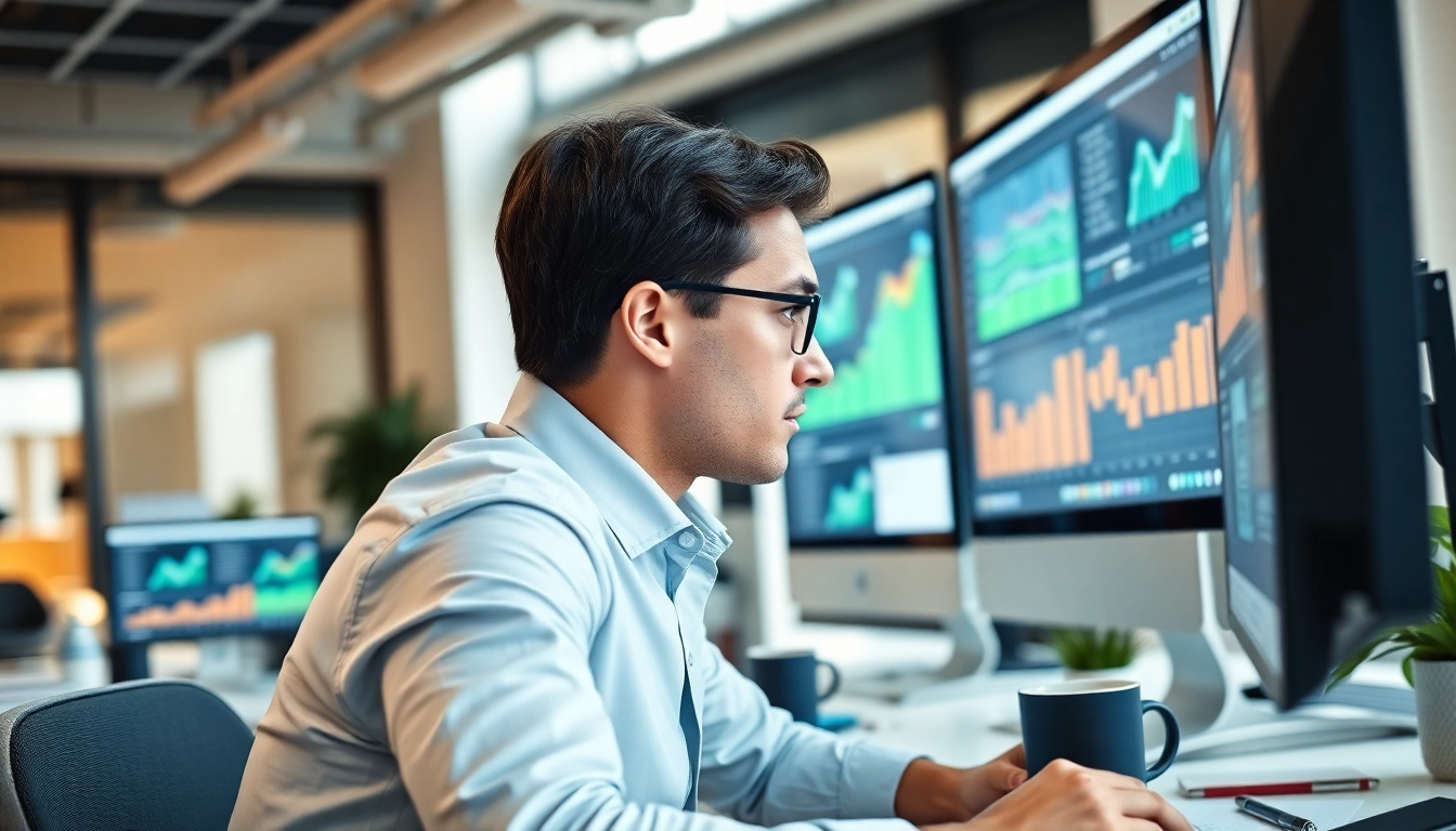 Analyze SEO Rank metrics in a modern office by a professional digital marketer.