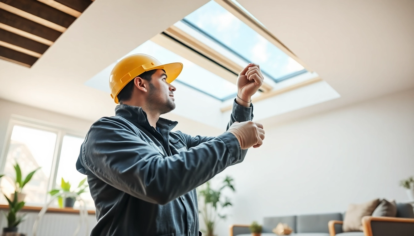 Velux repairs by an expert technician in a bright, modern home setting.