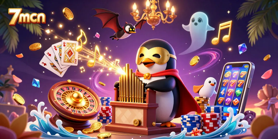 Experience thrilling gameplay with 7mcn as the phantom opera penguin fills the air with golden coins and excitement.