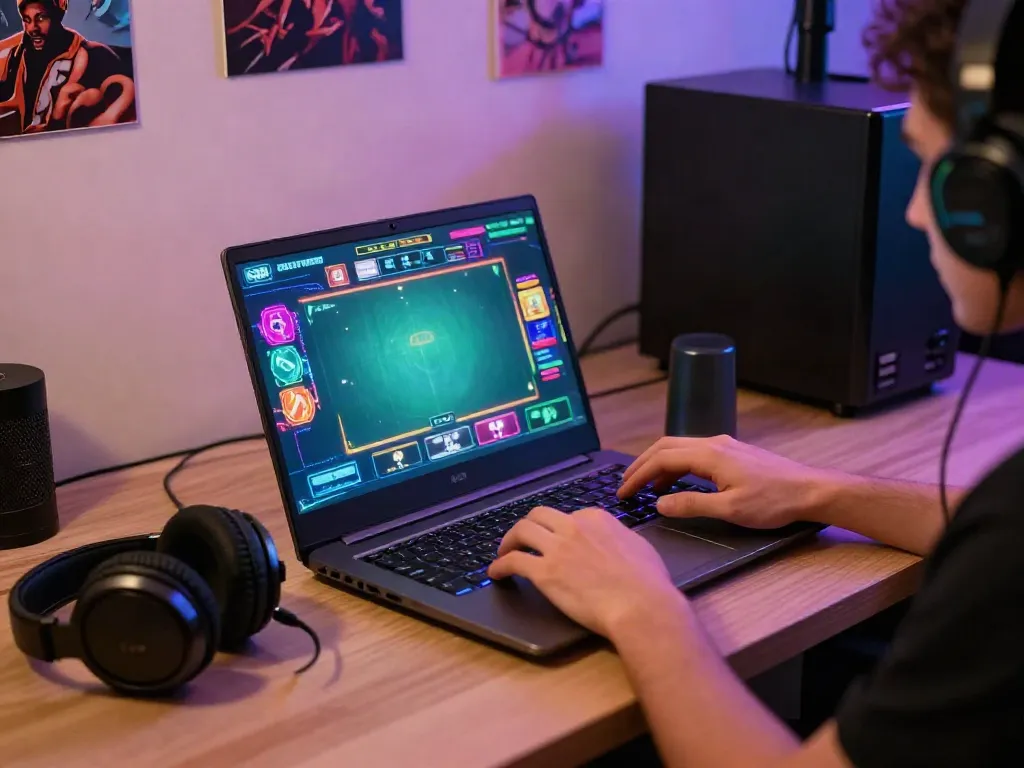 Player enjoying exciting games at casinos not on gamstop in cozy gaming corner.