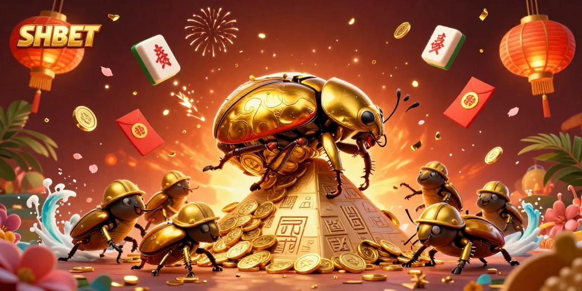 Experience the excitement at SHBET with golden coins, dynamic casino symbols, and vibrant elements.