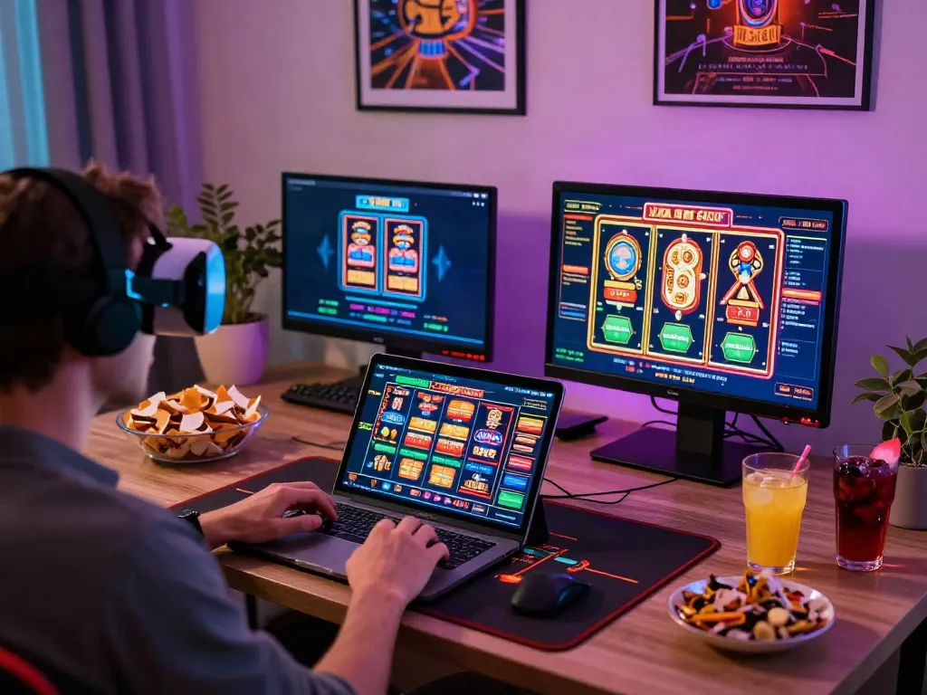 Person enjoying online casinos not on gamstop in a lively gaming setup.