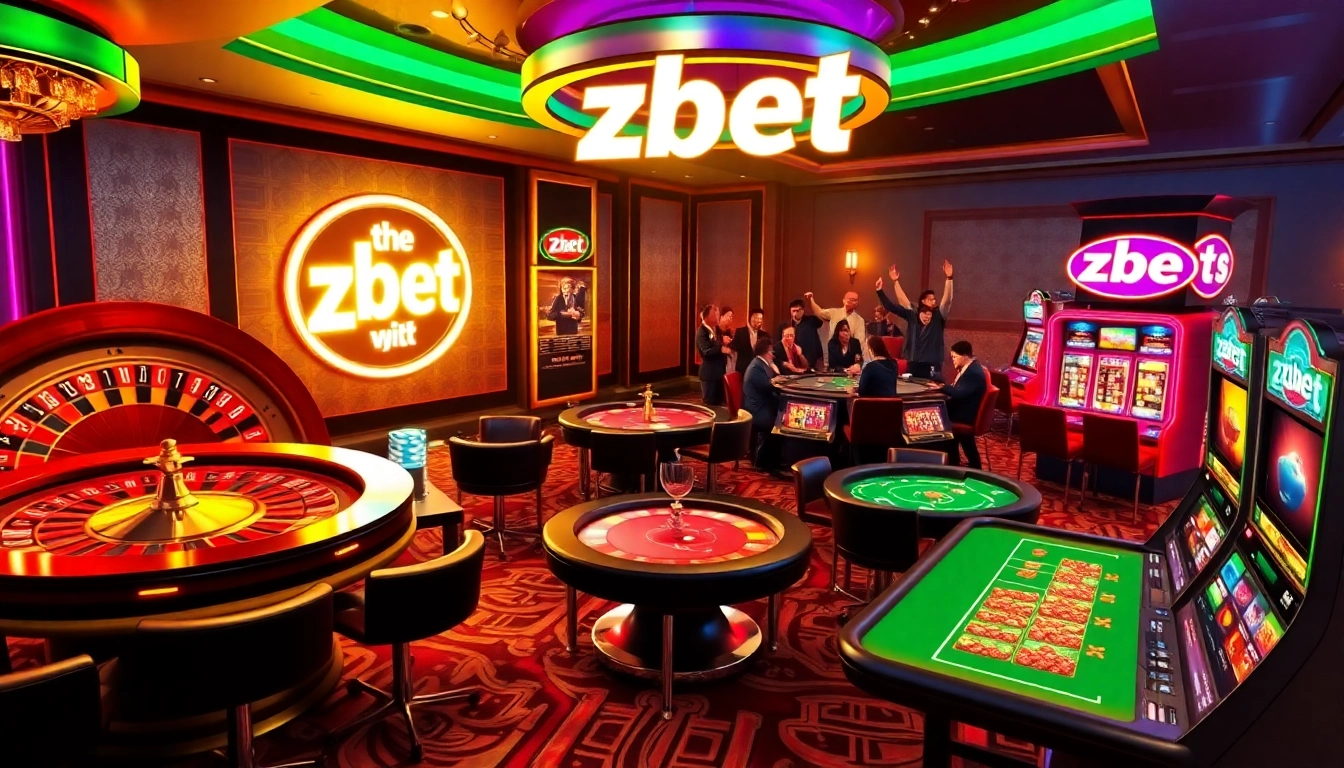 Exciting gaming experience at Zbet with roulette wheel and players enjoying casino games.