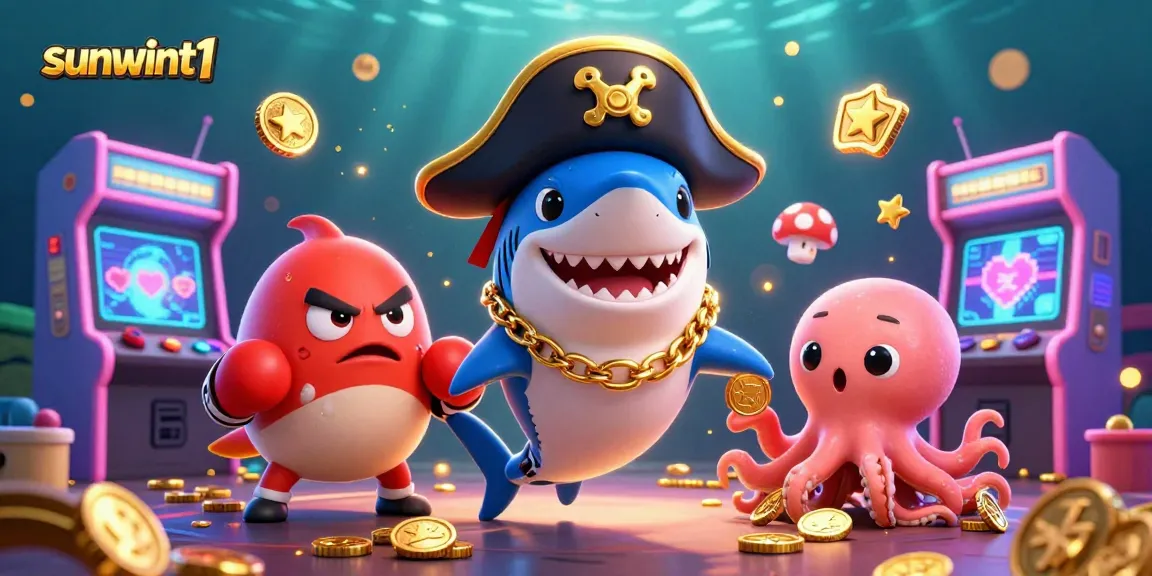 Engage in thrilling gaming experiences at sunwint1 with colorful 3D characters and casino elements.