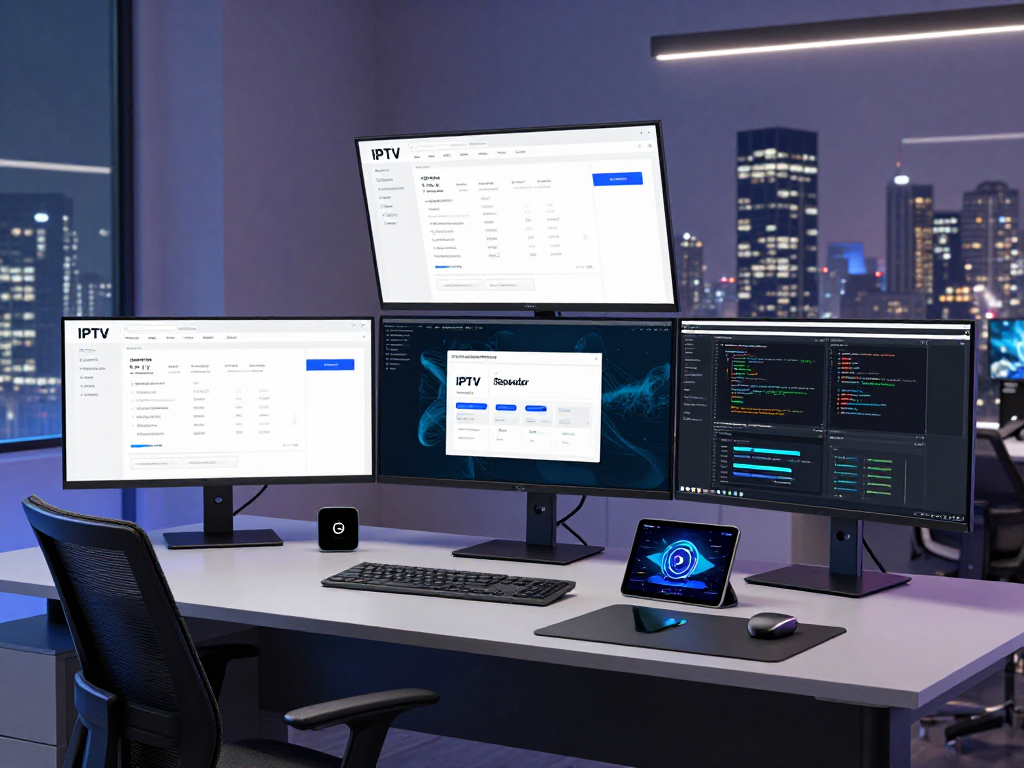 UK IPTV reseller dashboard showcasing subscription management tools and coding environments.