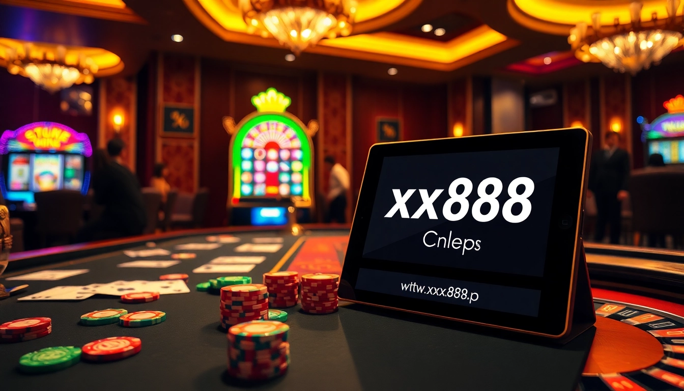 Place your bets at https://xx88.cheap/ with vibrant casino gaming visuals showcasing excitement and professionalism.