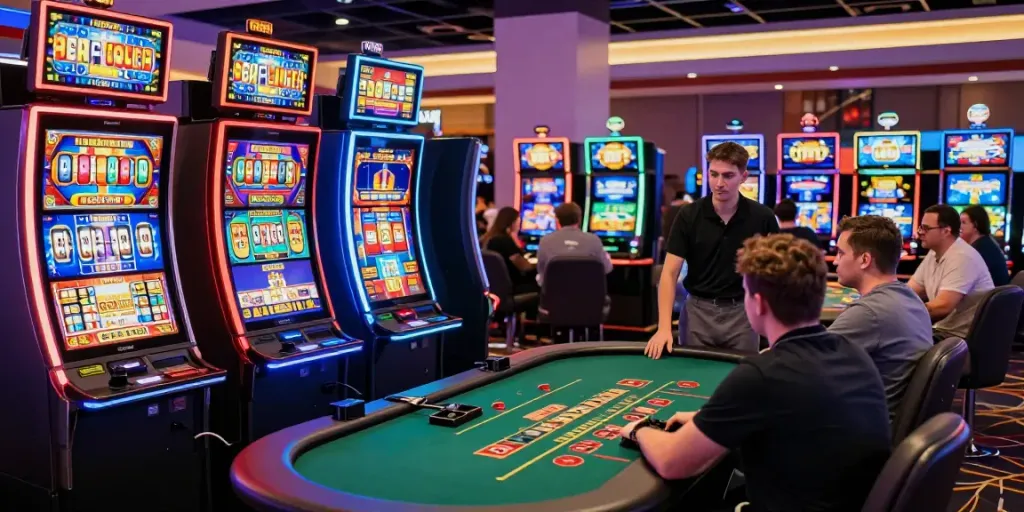 Casinos not on GamStop providing an exciting gaming experience with vibrant decor and engaging gameplay.