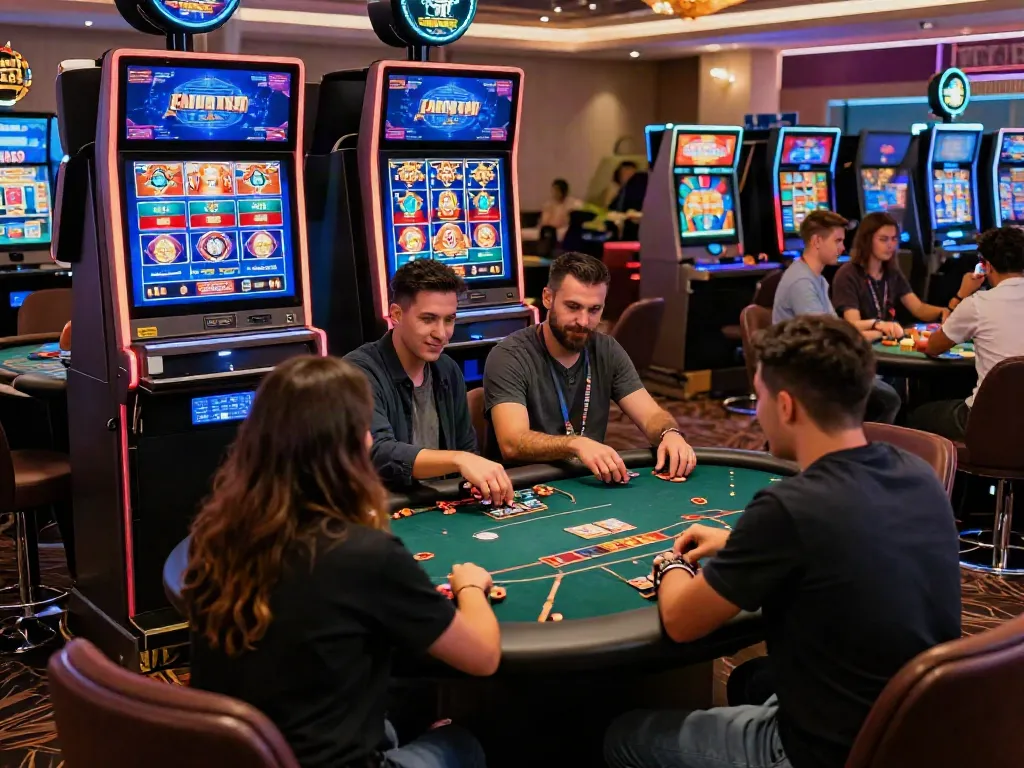 Engaged players at a vibrant online casino experience, exploring casinos not on gamstop.