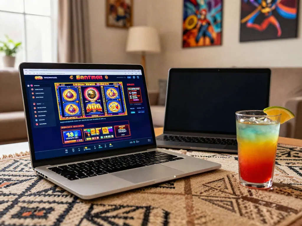 Exciting online casino environment with colorful display of games and promotions for casinos not on GamStop.
