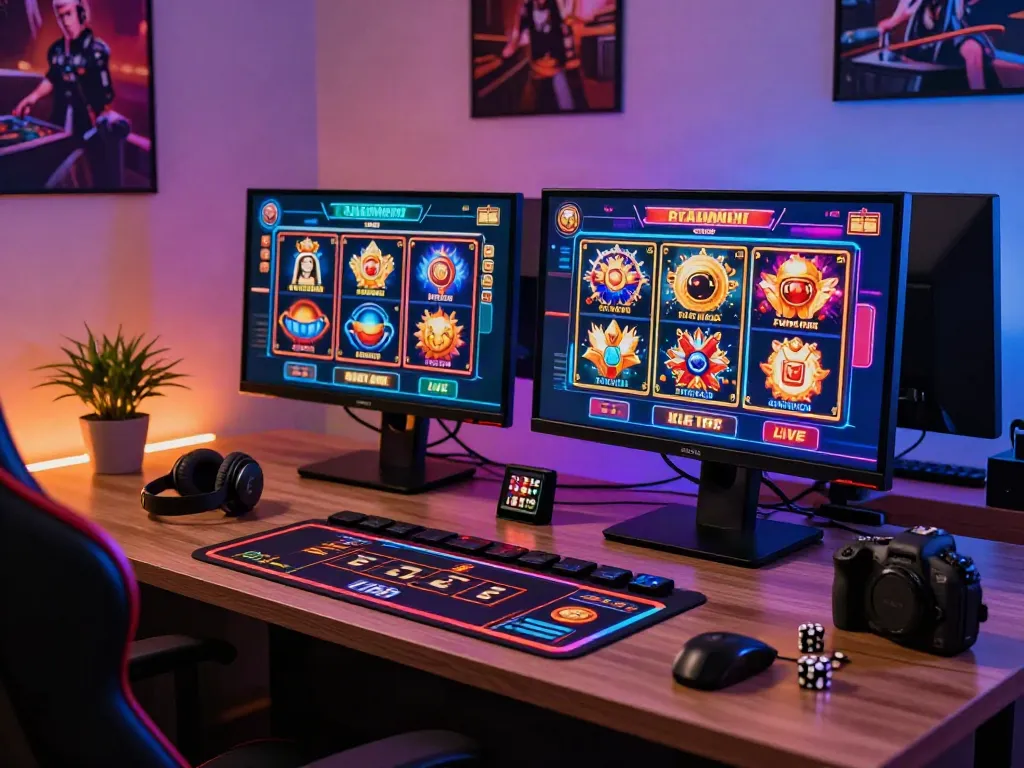 Exciting gaming scene showcasing casinos not on Gamstop with diverse games on a laptop.