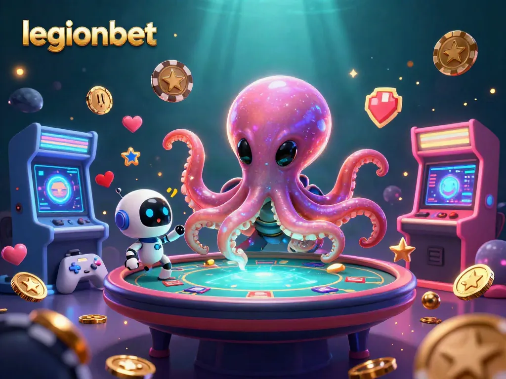 Join the adventure with legionbet as alien octopus and robot spin poker chips in space!
