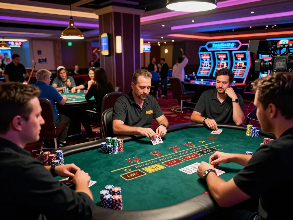Players enjoying blackjack table action with SC88 strategy insights in vibrant casino.