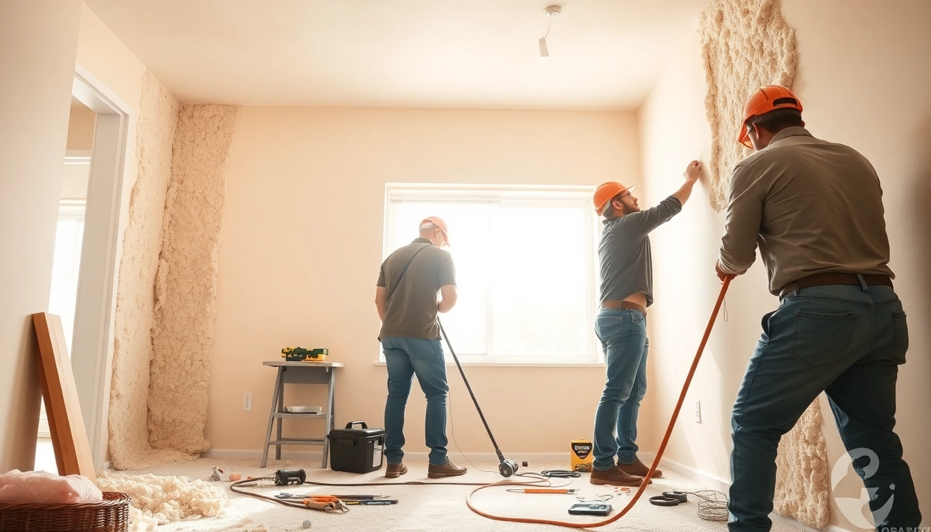 Efficient professional spray foam removal illustrated in a home setting, highlighting skilled workers.