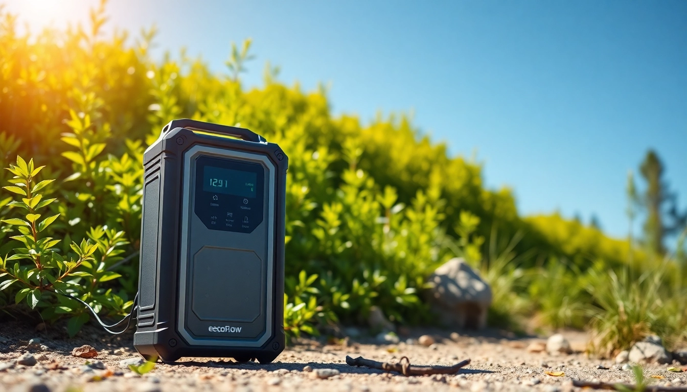 EcoFlow portable power station set against a vibrant natural backdrop, showcasing adventure energy solutions.