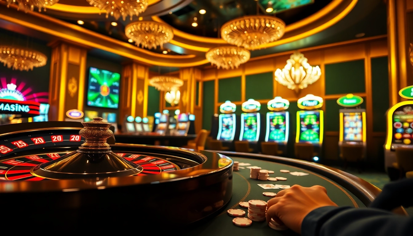 Engaging players at https://may88.click/ enjoying thrilling casino games with roulette and poker chips.