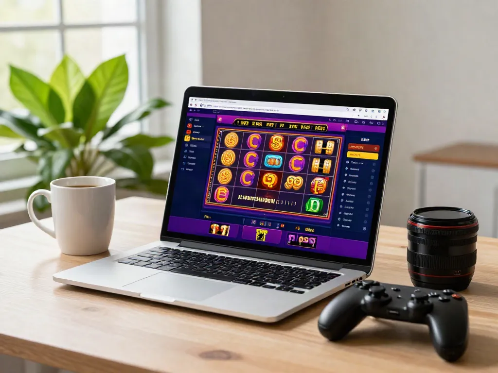 Vibrant online casino setup showing various games, emphasizing casinos not on gamstop in a lively atmosphere.