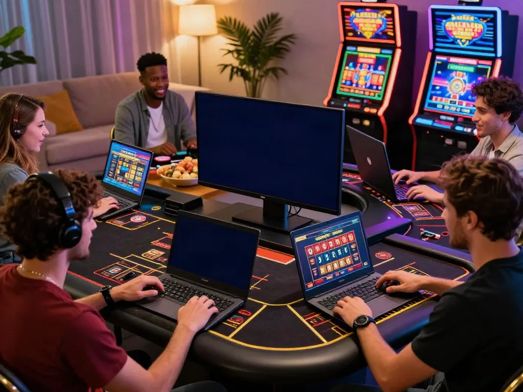Players enjoying casinos not on gamstop in a cozy setting with excitement.