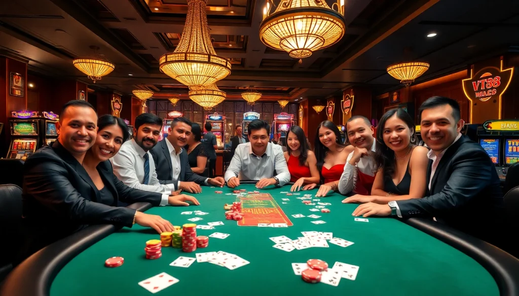 Exciting casino scene featuring poker players engaged in high-stakes action at VT88.