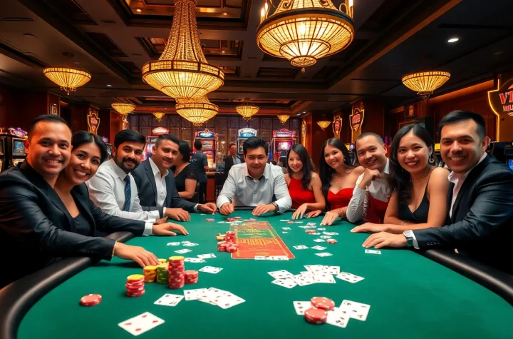 Exciting casino scene featuring poker players engaged in high-stakes action at VT88.
