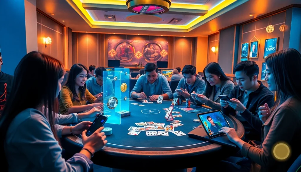 Exciting gaming experience at topgamebaidoithuong.mx with diverse players engaging in card games.