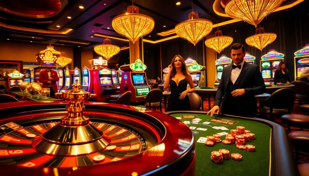 BEM88 players enjoying luxury casino gaming with poker tables and roulette wheels.