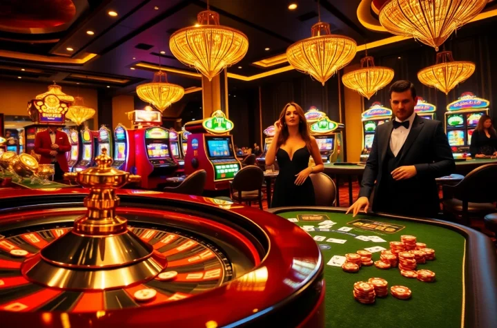 BEM88 players enjoying luxury casino gaming with poker tables and roulette wheels.