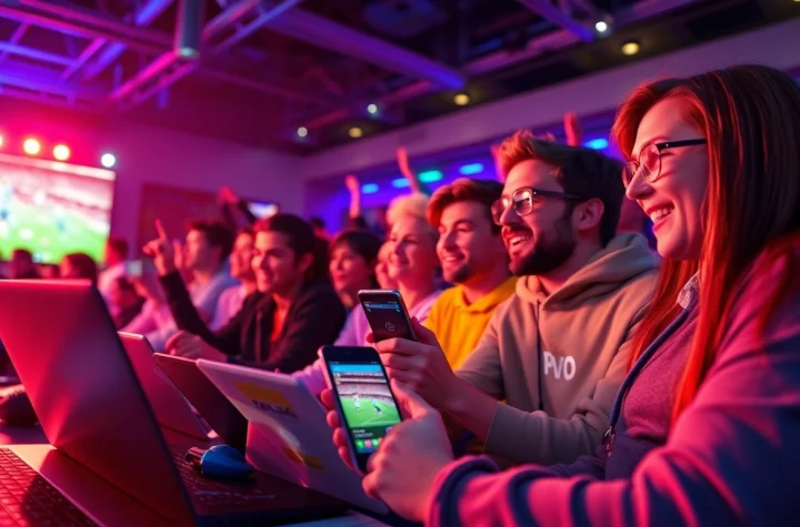 Xoilac TV offers live streaming of football matches, showcasing passionate fans engaged in an exciting viewing experience.