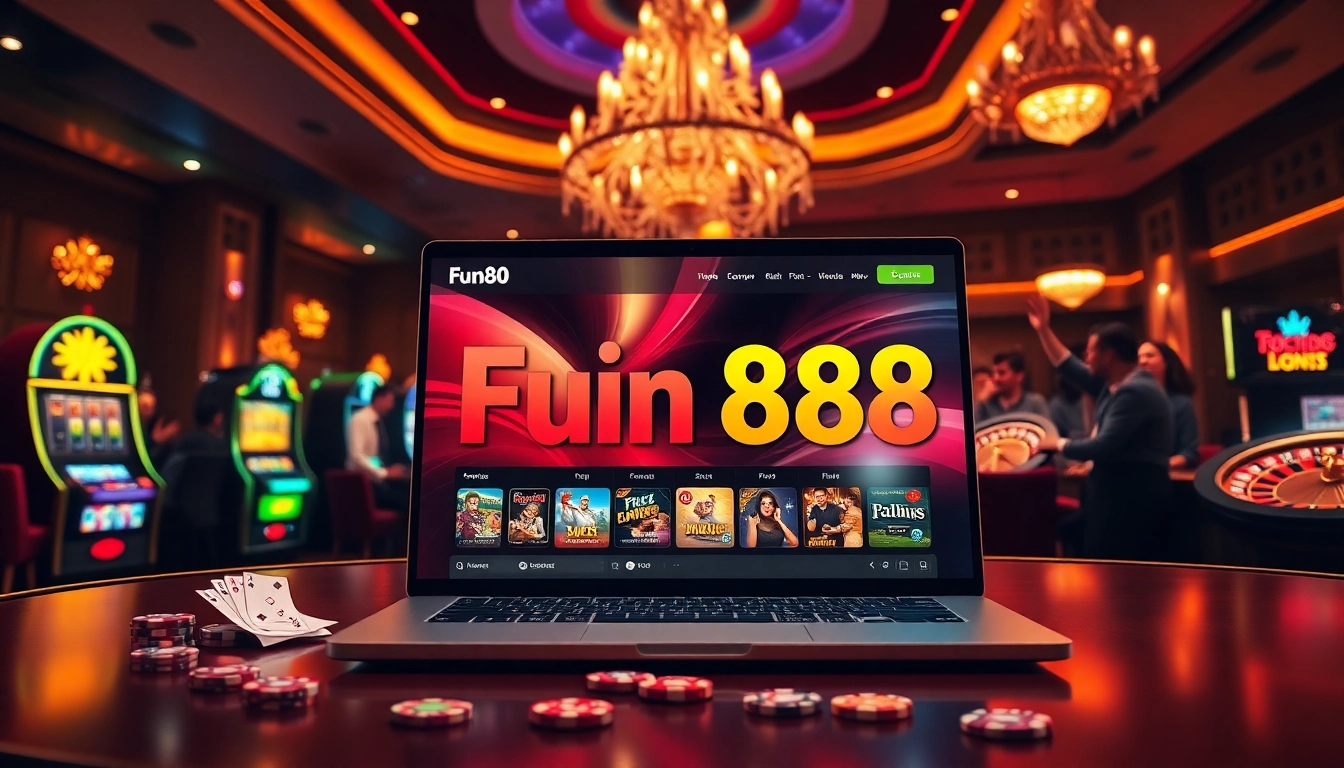 Experience the excitement of gambling with the Fun88 link interface in a luxurious casino setting.
