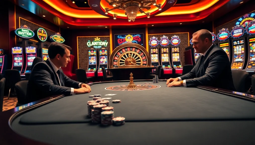 Experience thrilling gameplay at https://sky88sa.com/, featuring intense poker action and vibrant slot machines.