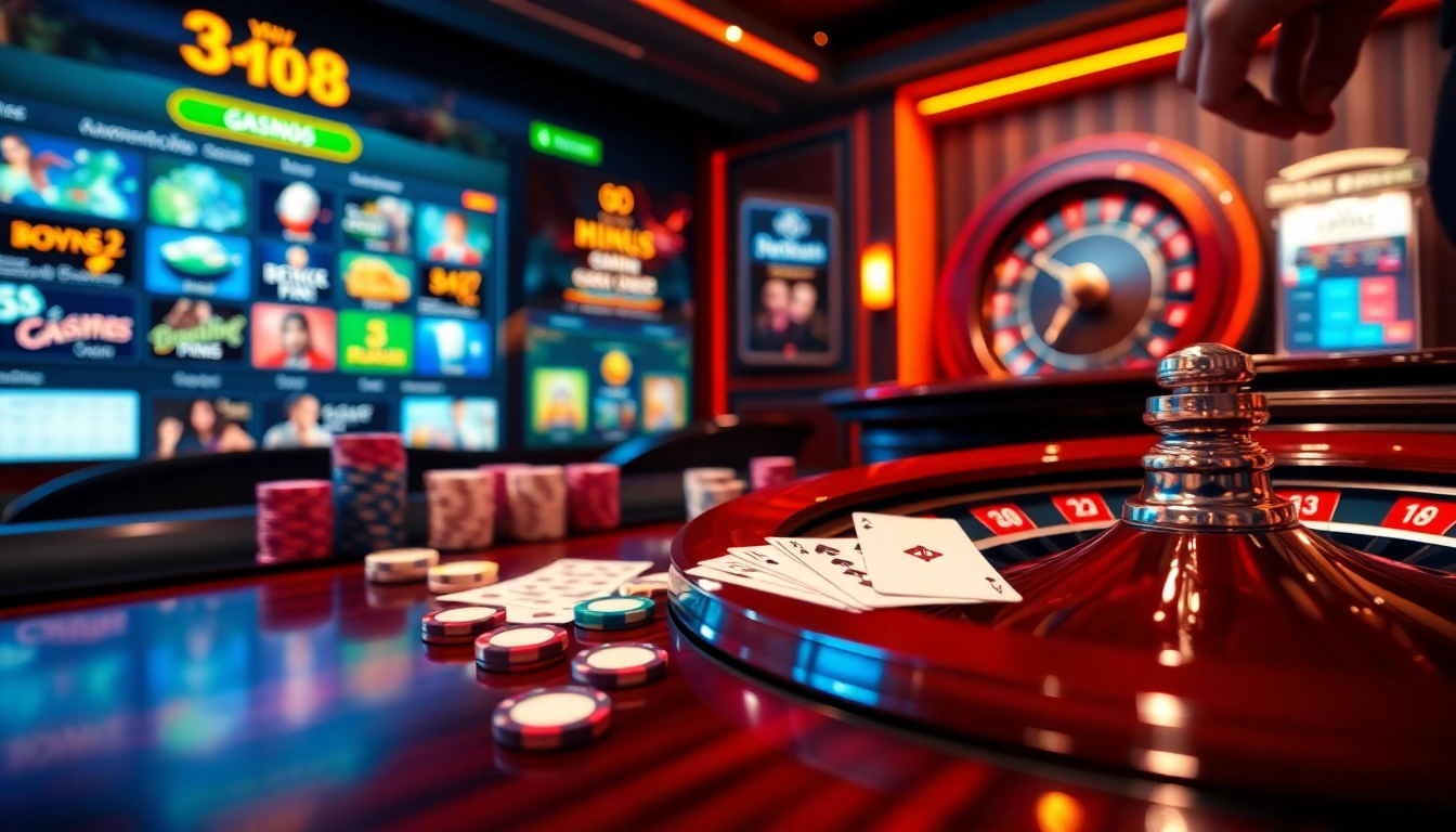 Experience the excitement of Win55 fun while placing bets at a luxury casino table surrounded by vibrant gaming elements.