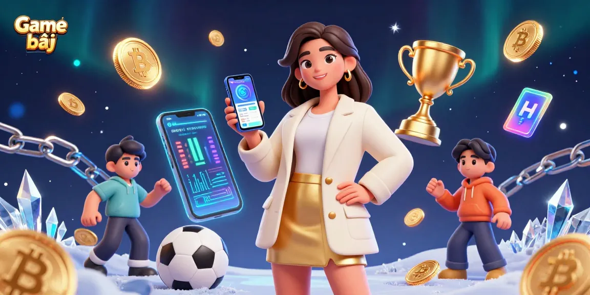 Engage in Game bài action with a friendly Asian woman using sports betting app in a vibrant 3D casino scene.