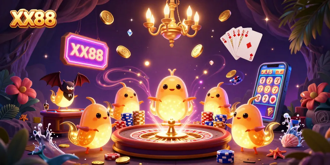 Experience the thrill of XX88 in a vibrant casino scene illuminated by glowworms.
