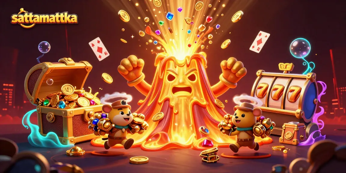 Engage with sattamattka excitement as coins and treasures erupt in a dynamic casino scene.