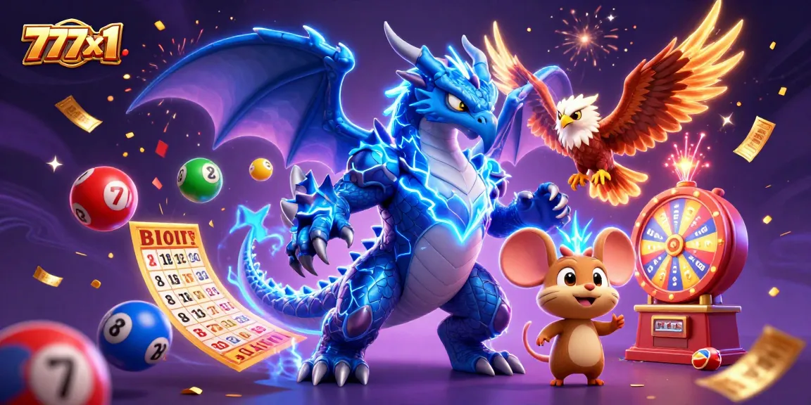 Experience thrilling games and vibrant bonuses with 777x1 in this engaging 3D casino illustration.